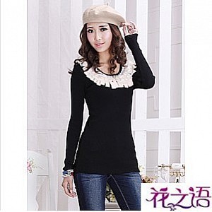 花之語-2013現貨實拍秋冬新款 韓版修身花邊蕾絲低圓領針織衫 打底毛衣_花之語服裝批發網_針織衫/毛衣_女裝_衣聯網-中國服裝批發市場新的領航者